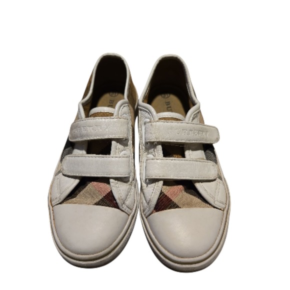 BURBERRY Kids White Nova Check Sneakers Casual Shoes Grip Strap EUR 31 - Picture 4 of 13